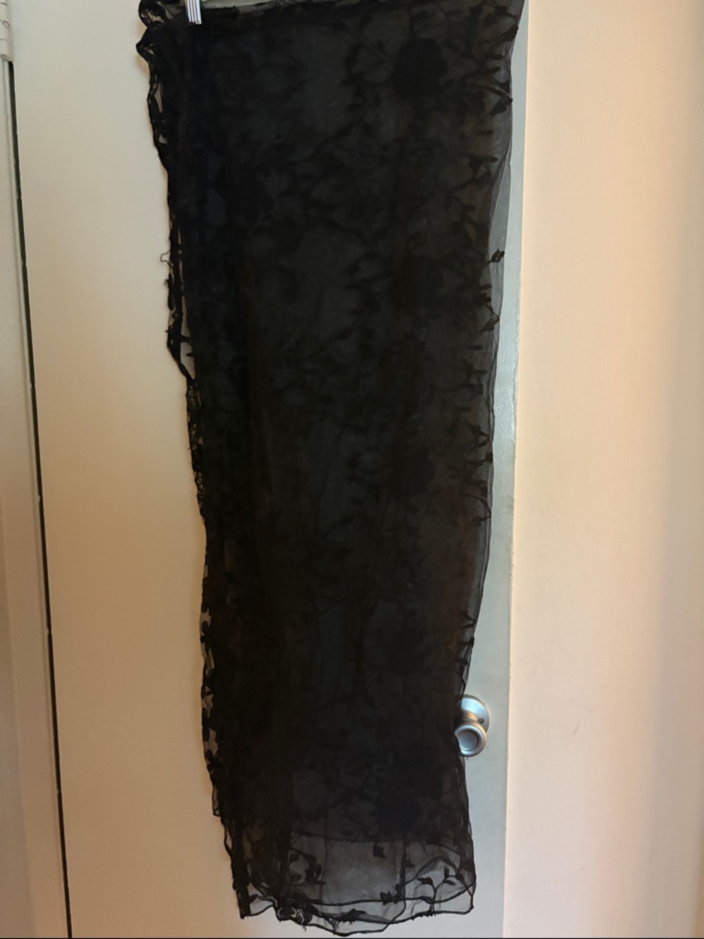 Sheer Black Floral Lace dupatta